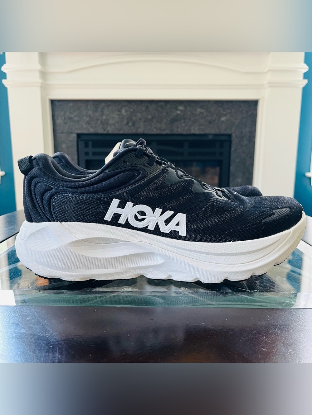 Sz 10.5 Hoka One One Gaviota 6 Black/White Running Shoes Men's 1171932BWHT